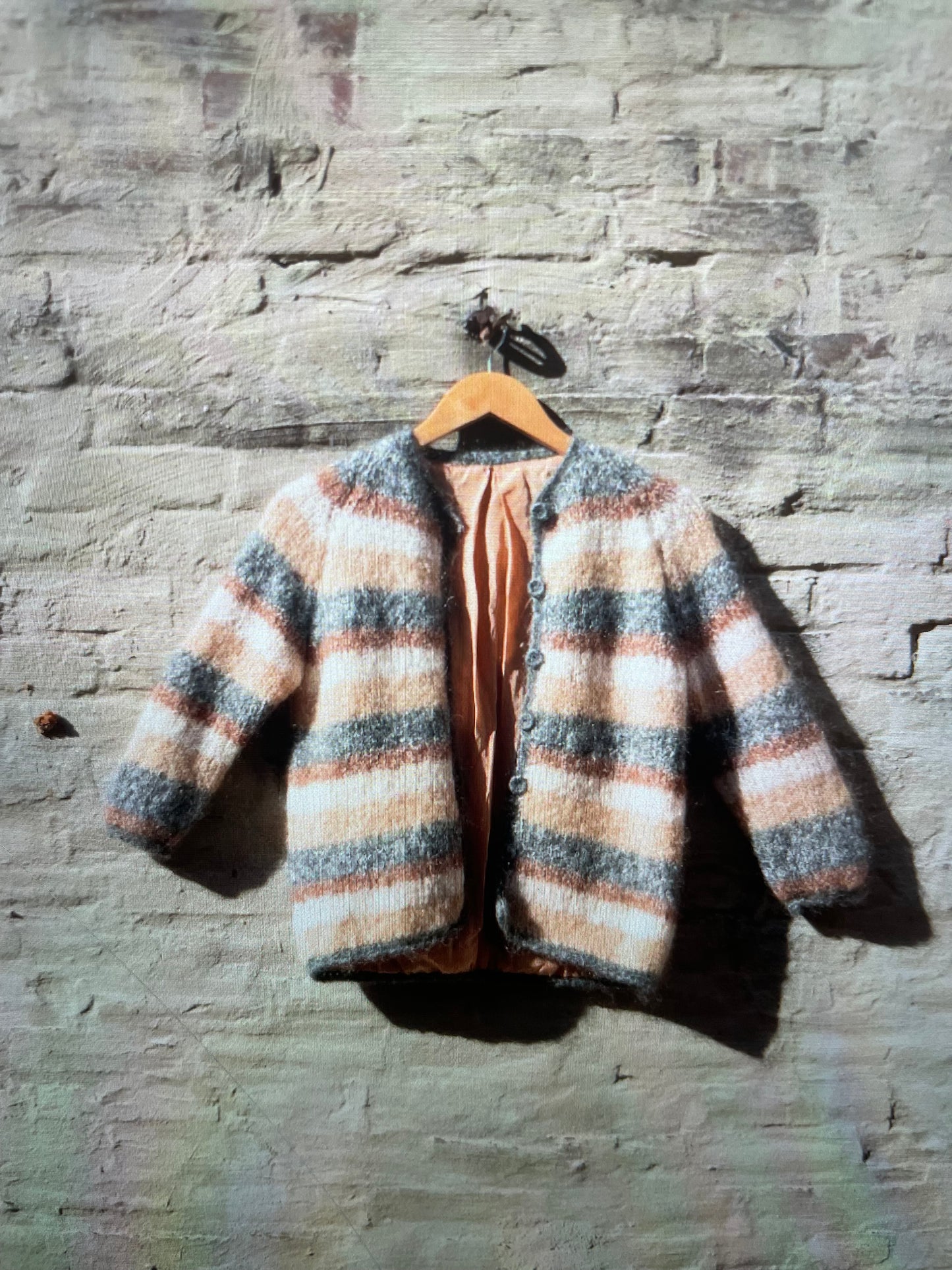 Vintage brown & tan stripped wool cardigan