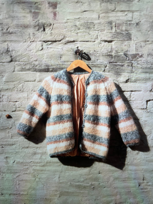 Vintage brown & tan stripped wool cardigan