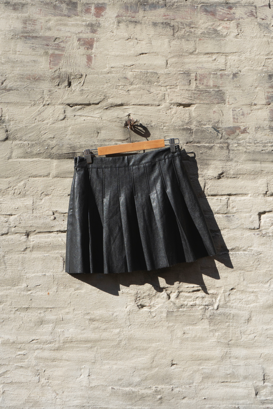 Women's Leather Pleated Skirt